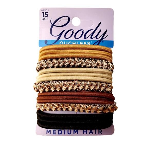 Goody Ouchless No-Metal Elastics Hair Tie (15 Ct, Neutrals/Multi) - 4MM - Picture 1 of 7